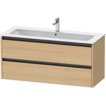 Duravit Ketho 2 meuble bas pour lavabo avec 2 tiroirs pour lavabo simple 121x48x55cm avec poignées chêne naturel mat anthracite SW772786