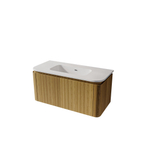 Royal Plaza Terra Ensemble meuble de salle de bains - 100x47x46cm - vasque en céramique blanc brillant - 1 vasque - sans trou de robinet - 2 tiroirs - sandwood (chêne clair) SW1441225