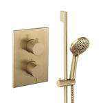 Crosswater MPRO Regendoucheset inbouw - 2 hendels - handdouche - glijstang - geborsteld messing (goud) SW1472521
