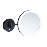 Smedbo Outline spiegel LED 20cm 5x vergrotend Wandmontage Batterij Mat Zwart SW421824