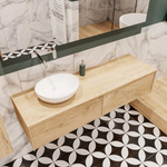 MONDIAZ LUSH Ensemble de meuble salle de bain - 150cm - 2 tiroirs - lavabo BARCO - vasque à gauche - 0 trous de robinet - chêne blanchi SW409580