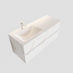 MONDIAZ VICA Ensemble de meuble salle de bain - 120cm - 2 tiroirs - lavabo Cloud gauche - 1 trou de robinet - solid surface marbre carrara SW410245