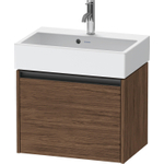 Duravit Ketho 2 meuble bas pour lavabo avec 1 tiroir 58.4x39x44cm avec poignée anthracite noyer foncé mat SW772860