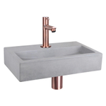 Differnz Flat Set lave-mains 38x24x8cm 1 trou avec robinet droit et siphon + bonde cuivre rose Rectangulaire Béton Gris clair SW373120