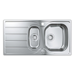 Grohe K200 Spoelbak - met afdruipgedeelte - 970x500mm - 1 bak 346x396x165mm - halve bak 180x340x130mm - omkeerbaar - roestvrij staal RealSteel SW492245
