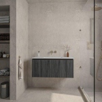 Adema Holz Ensemble de meuble - 100x45x45cm - 1 vasque en céramique Blanc - sans trous de robinet - 1 tiroir - Noir marron SW1025676