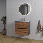 Adema Industrial 2.0 Ensemble de meuble 60x45x55cm avec vasque blanche en céramique 1 trou de robinet et miroir bois/noir SW816084