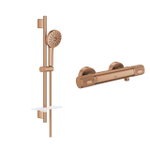 Grohe Vitalio Joy Doucheset - 60cm glijstang - ronde handdouche - 3 straalsoorten - thermostaatkraan - brushed warm sunset (koper) SW1576557