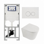 QeramiQ Dely Toiletset - 36.3x51.7cm - diepspoel - rimless - Geberit UP320 inbouwreservoir - softclose toilet zitting - 35mm - mat witte bedieningsplaat - ronde knoppen - mat wit SW1235387