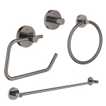 Grohe Essentials Accessoireset 4-delig - handdoekring - handdoekhouder - handdoekhaak - toiletrolhouder zonder klep - hard graphite (antraciet) SW529117
