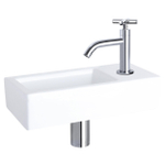 Differnz Ravo pack lave-mains – 38,5 x 18,5 x 9,5 cm – céramique blanc brillant – robinet courbé chromé à croisillon SW705333