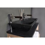 Forzalaqua Siracusa Vasque à poser 40x40x15cm carré granit adouci anthracite SW230764