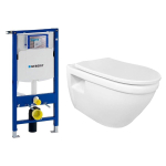 Nemo Go Flora toiletset 52x36x34cm zonder spoelrand wit met dunne softclose en takeoff zitting inclusief Geberit U320 inbouwreservoir SW773850