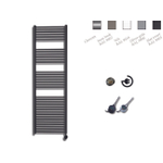Sanicare Elektrische Design Radiator - 172 x 45 cm - 920 Watt - thermostaat chroom rechtsonder - zwart mat SW420057