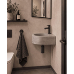 Fortifura Fuente pack lave-mains d'angle – 31,5 x 31,5 x 10 cm – béton gris – robinet noir mat SW1111538