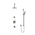 Hotbath Cobber IBS20 Ensemble de douche de tête encastré - bras de plafond 15 cm - douche de tête ronde 20 cm - douchette à main stick - barre coulissante - nickel brossé SW440418