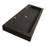 BRAUER Lava wastafel - 120x46x10cm - 1 wasbak - 2 kraangaten - natuursteen - basalt antraciet SW6643