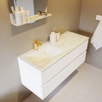 MONDIAZ VICA-DLUX Ensemble meuble de salle de bains - 120cm - meuble bas talc - 2 tiroirs - lavabo encastré cloud gauche - 1 trou de robinet - version haute 60cm - opalo SW1088486