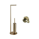 Fortifura Calvi vrijstaande toiletrolhouder met toiletborstel - met handoekhaak - Geborsteld Messing PVD (Goud) SW1390023