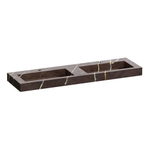 BRAUER Artificial Marble Lavabo pour meuble - 160.6x10.5x45.7cm - sans trop-plein - 2 vasques - 2 trous de robinet - composite - Copper Brown SW957318