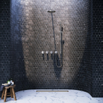 Hotbath Cobber IBS70 Ensemble de douche de tête encastré - bras de douche mural 38,5 cm - douche de tête ronde 20 cm - douchette 3 jets - barre de douche - nickel brossé SW678029