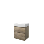 Proline loft ensemble de meubles de salle de bain 60x46x70cm meuble chêne brut symétrique avec 1 trou pour robinetterie porcelaine blanc brillant SW349558