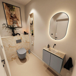 MONDIAZ TURE-DLUX Meuble toilette - 60cm - Smoke - EDEN - vasque Frappe - position centrale - sans trou de robinet SW1103022