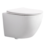 QeramiQ Dely Swirl Compact hangtoilet – spoelrandloos – 36 x 49,5 cm – met slim zitting – glans wit SW1480047