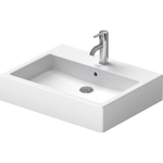 Duravit Vero Lavabo à poser côté dessous meulé 60x47cm avec fixation et trou pour robinetterie avec trop plein et Wondergliss Blanc 0290489