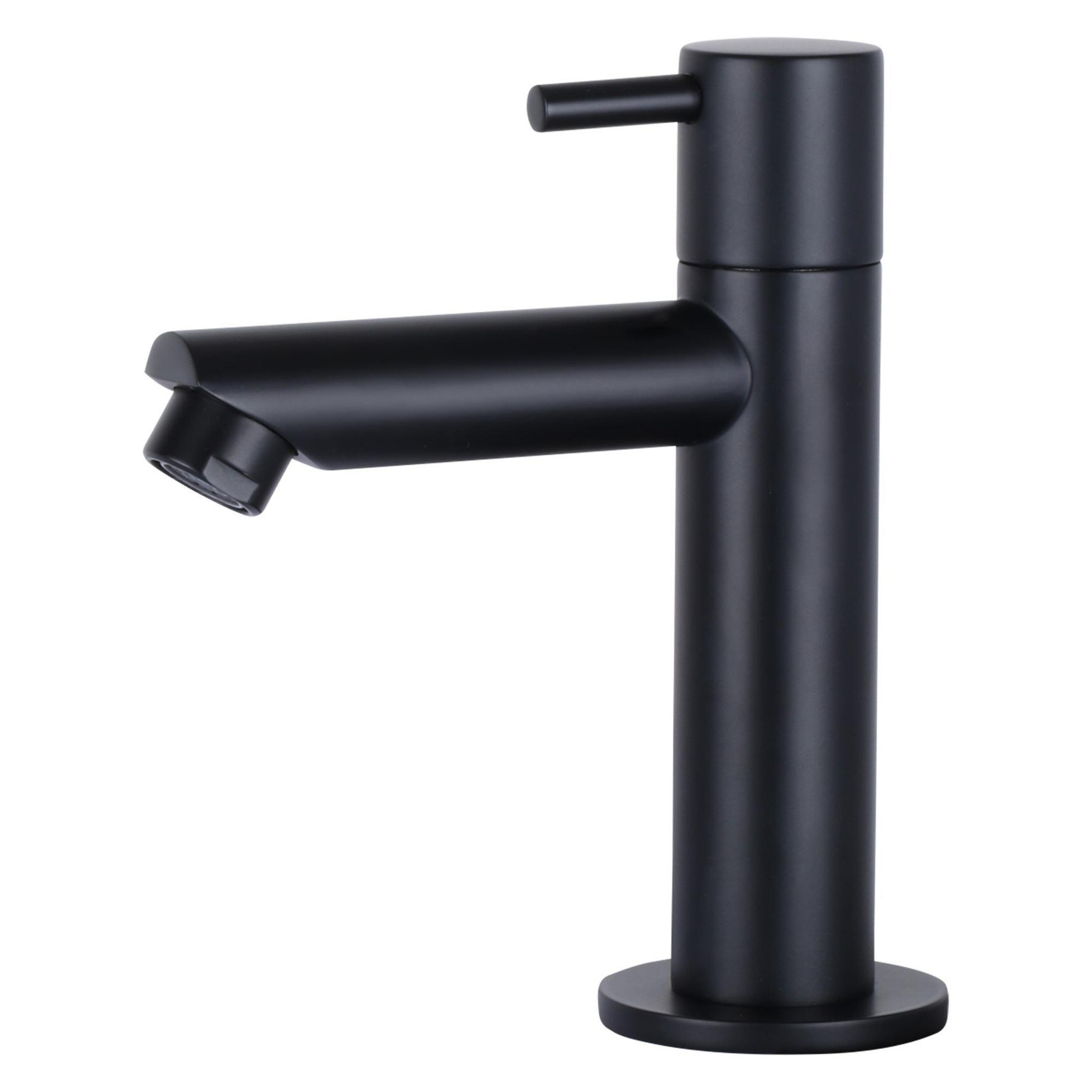 INK Versus Pack lave-mains 36x18x9cm 1 trou de robinet gauche Noir mat avec  robinet, siphon et bonde Metal Black - 1805355 