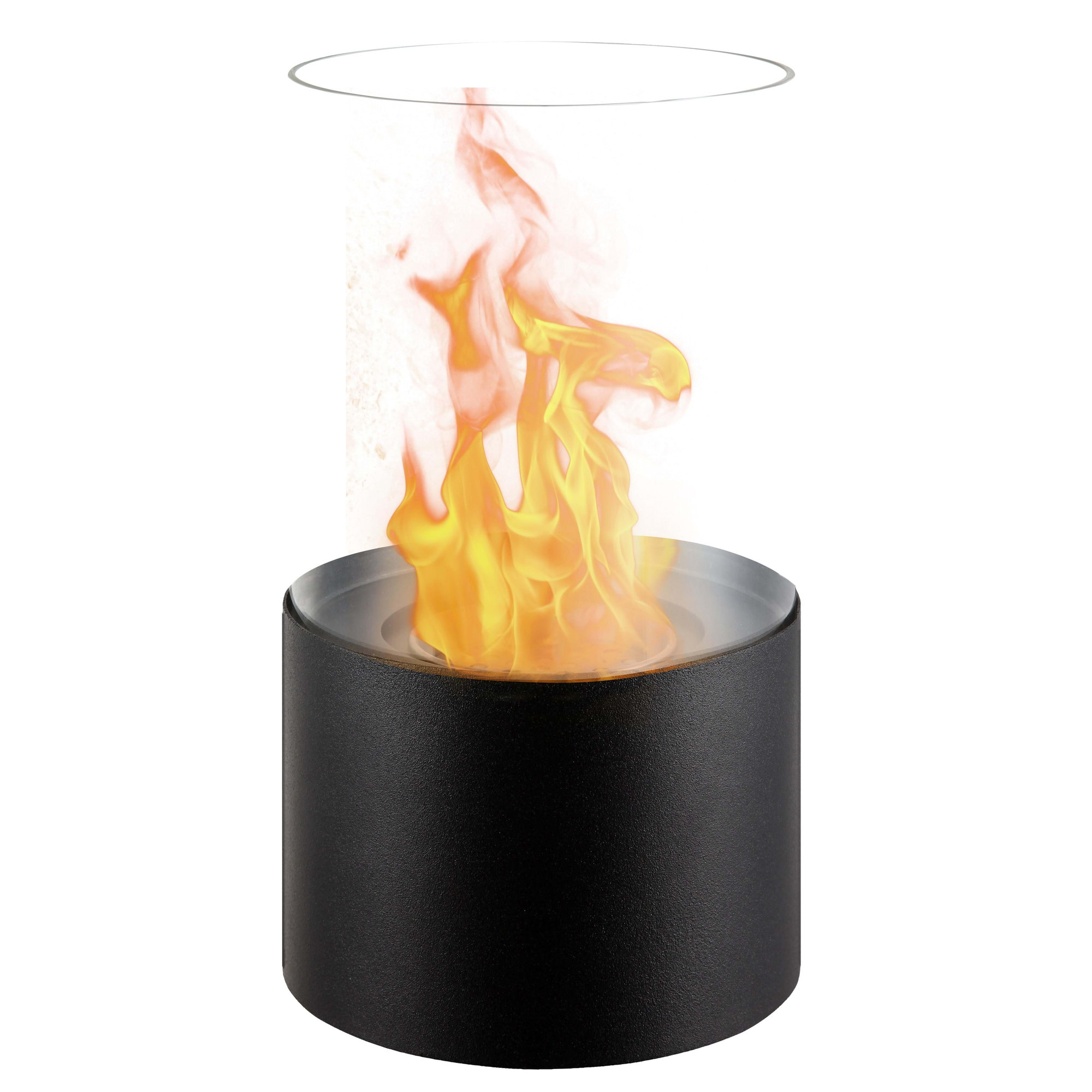 Cheminée de table à l'éthanol en métal noir et à triple flamme