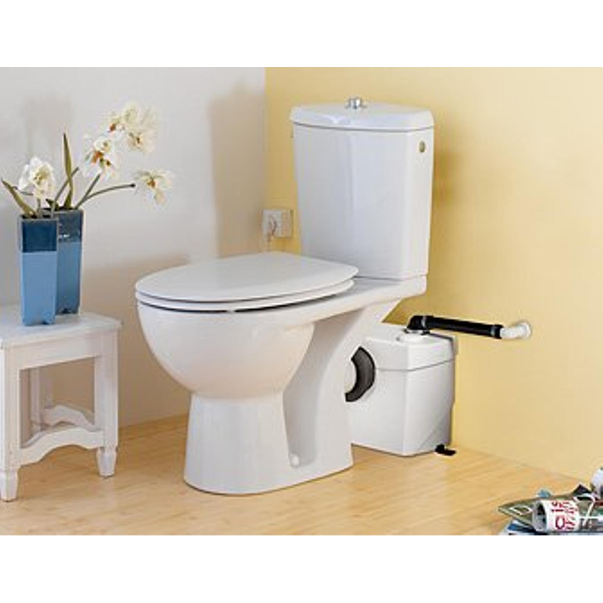 Sanibroyeur Sanipro Broyeur sanitaire pour WC, lavabo, lave mains, bidet et  douche, transport en haut 5m ou 100m horizontales Blanc