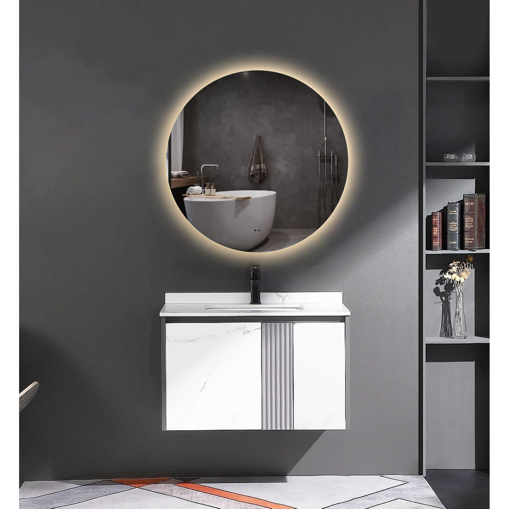 Miroir salle de bain rond avec eclairage LED - Diamètre 70cm - GO