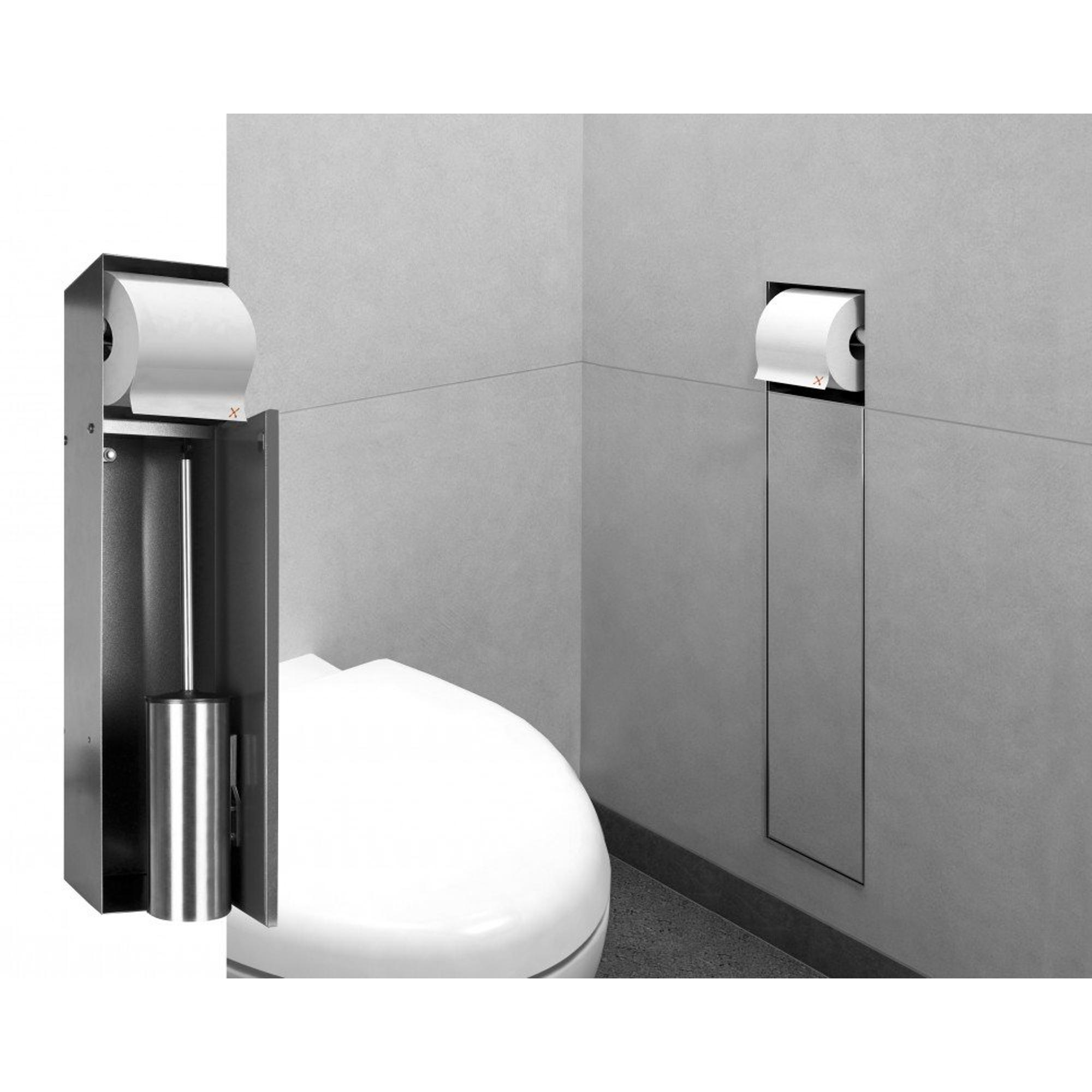 Looox Closed Distributeur papier-toilette encastrable avec porte-rouleau  toilette 14.5x61x14cm à daller inox brossé - CL9 