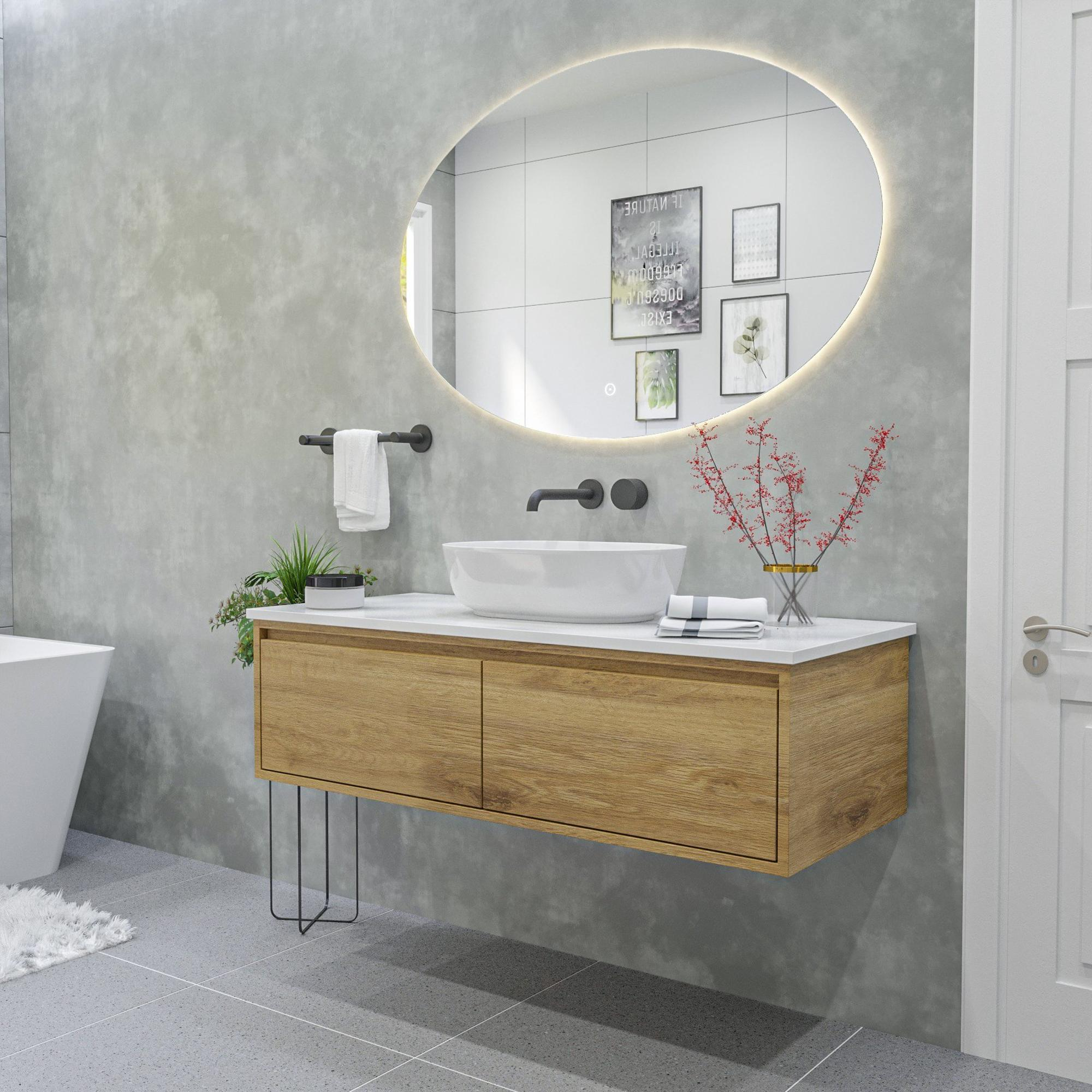 Adema Oval miroir de salle de bain ovale 120x80cm avec éclairage indirect à led  avec chauffage du miroir et interrupteur tactile - NAB001-B-120x80 