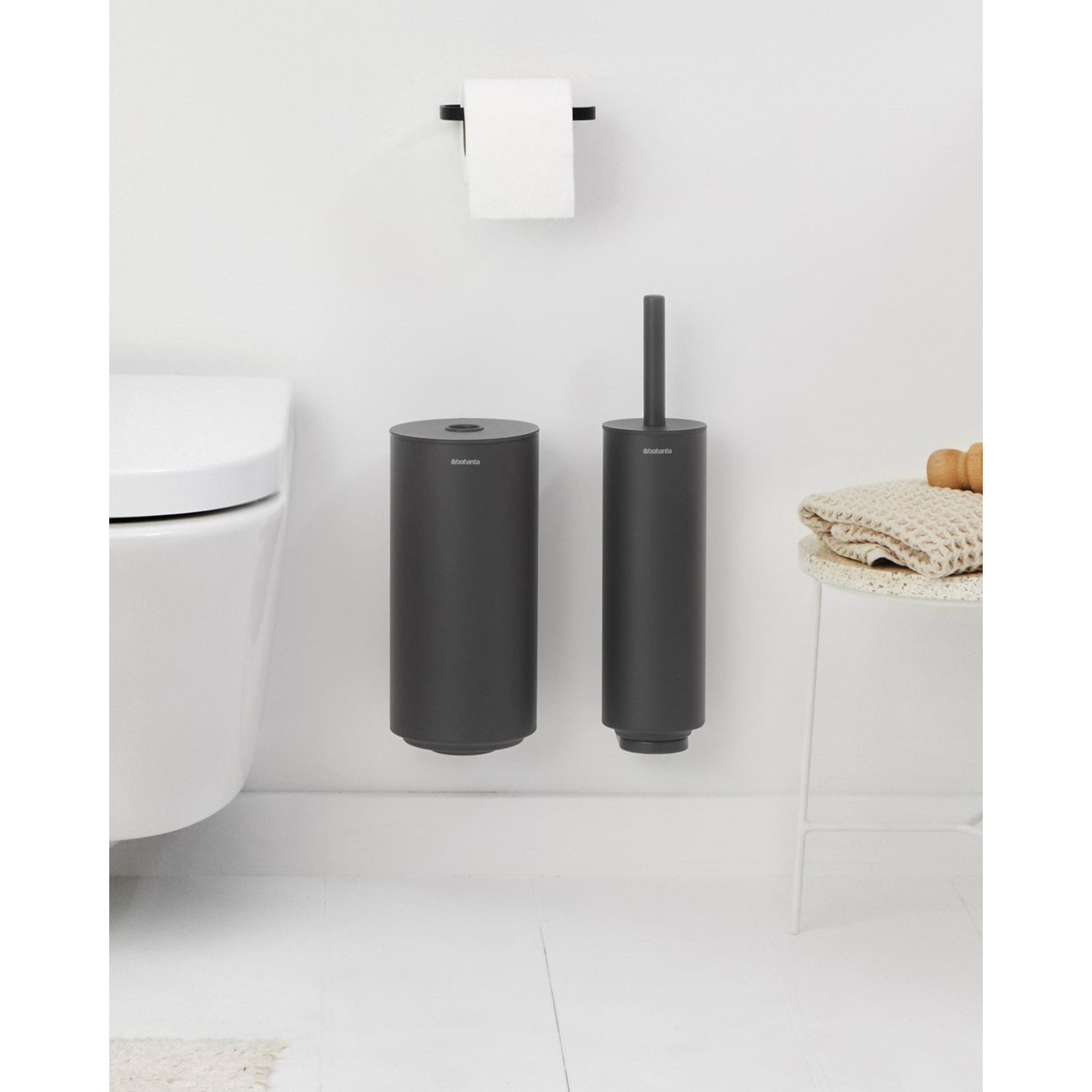 Brabantia MindSet Ensemble d'accessoires avec brosse toilette avec support,  porte-rouleau papier WC et porte-rouleau de réserve Mineral Infinite Grey -  303685 