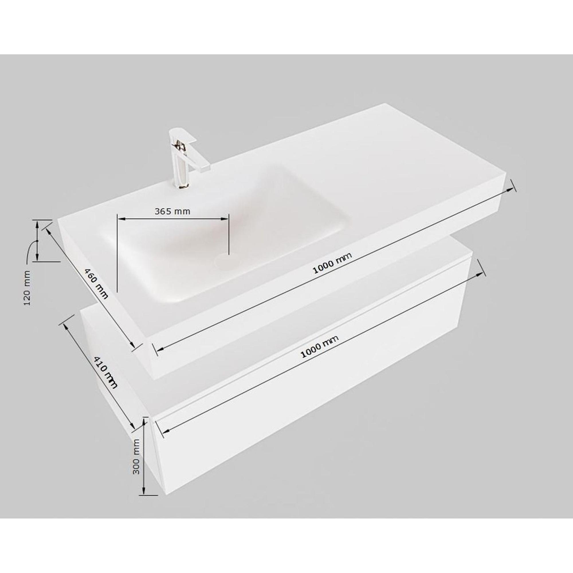 Mondiaz ALAN-DLUX Ensemble de meuble - 150cm - meuble Cale mat - 1 tiroir -  Lavabo Cloud Opalo suspendu - vasque Droite - 0 trous de robinet -  ADX150Cal1LR0Opa 