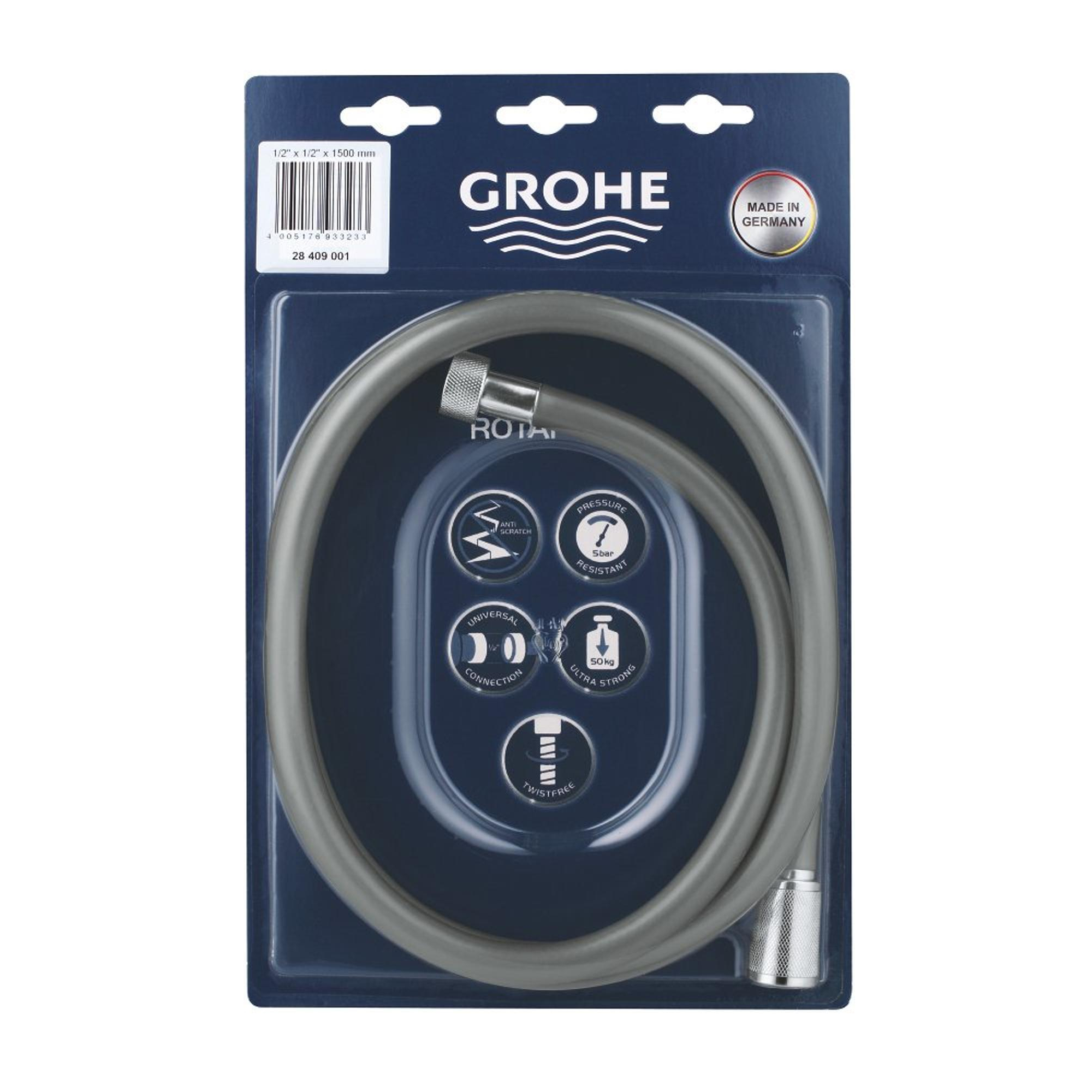 GROHE Rotaflex Flexible de douche 1/2x150cm raccord Twistfree Chrome -  28409001 