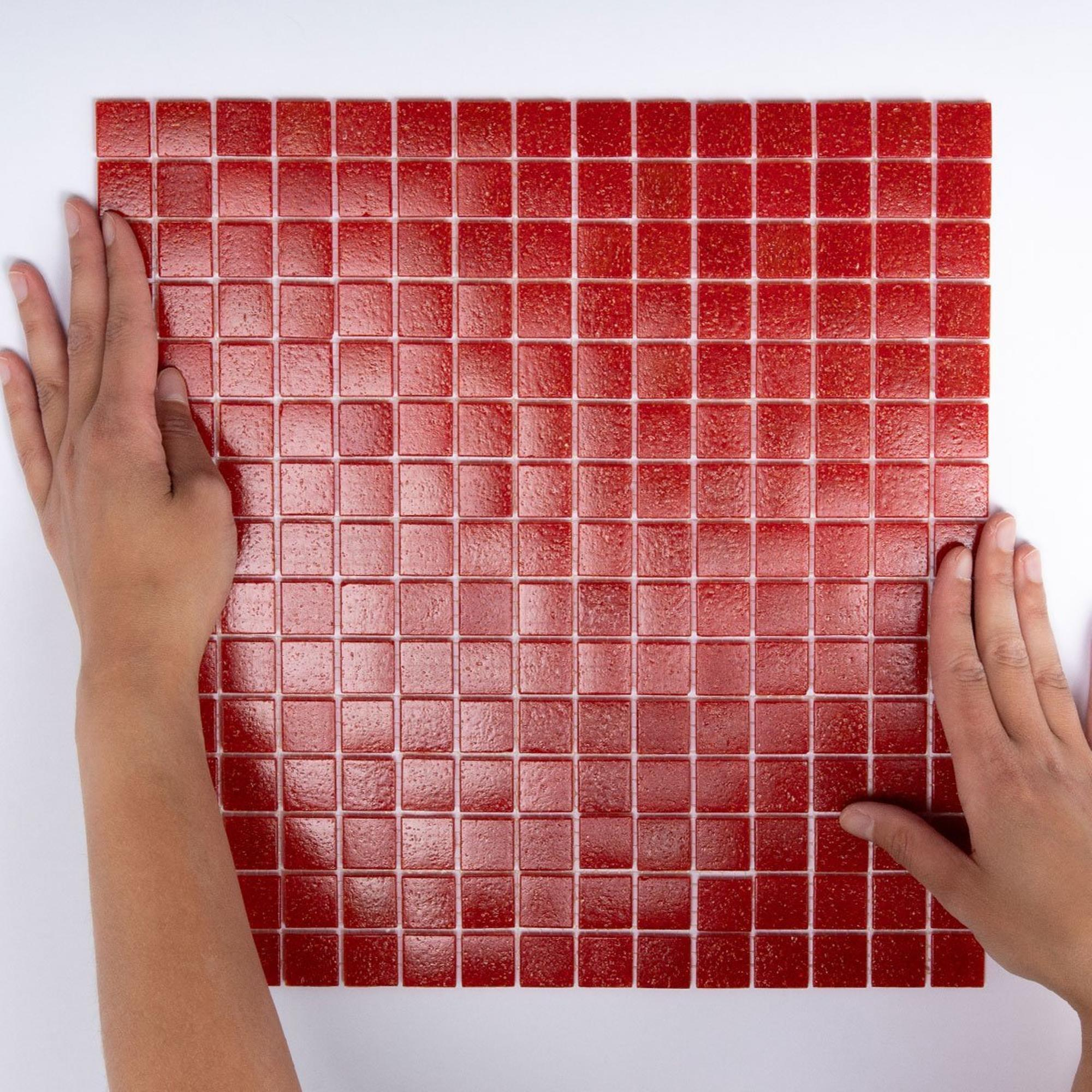 The Mosaic Factory Amsterdam carrelage mosaïque 32.2x32.2cm pour mur et sol  intérieur et extérieur carré verre rouge fraise - GM42S 