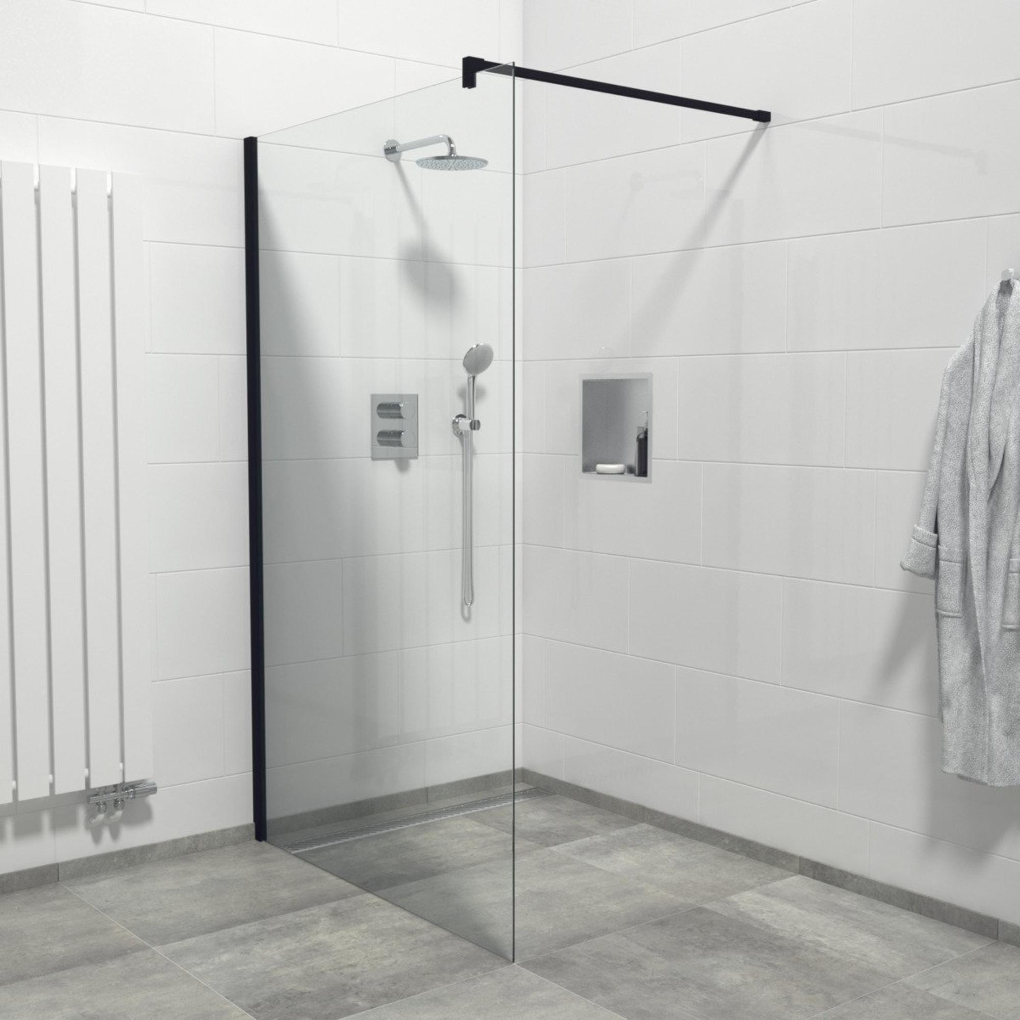 Pack de douche finition noir : Paroi + receveur + colonne Salle de bains