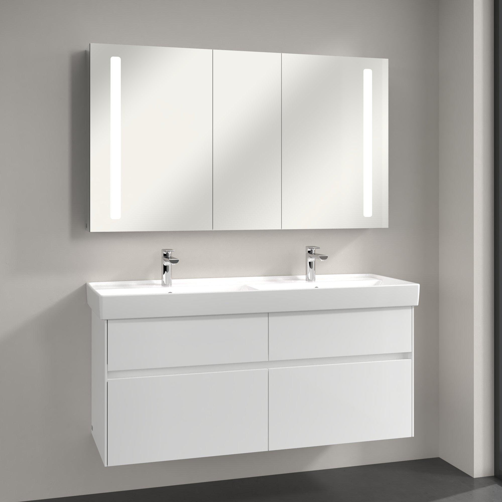 Armoire de salle de bain à miroir LED Blanc bril…