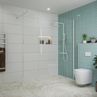 FugaFlow Eccelente Vetro douche à l'italienne salle de bain - 180x200cm - verre clair - bras mural - blanc mat