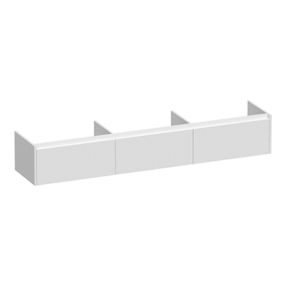 BRAUER Embrace wastafelonderkast - 219.8x35x45.5cm - met 3 softclose lades - greeploos - 0 sifon uitsparingen - hoogglans wit