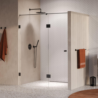 BRAUER Void Carving Porte de niche - 2 pièces - 160x200cm - porte battante en verre 70cm - revêtement verre - réversible - verre clair - PVD gunmetal brossé