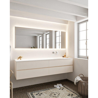 Mondiaz VICA ensemble de meuble de salle de bain - 200cm - meuble sous-vasque lin - 4 tiroirs - lavabo lune droite - sans trou de robinet - version XL 60cm haut