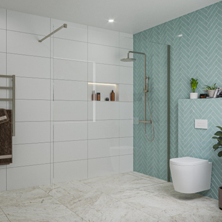 FugaFlow Eccelente Vetro douche à l'italienne salle de bain - 180x200cm - verre clair - bras mural - gunmetal