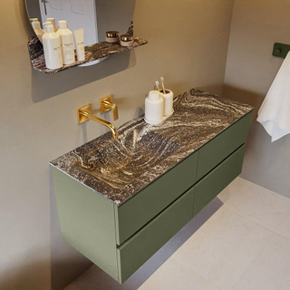 Mondiaz VICA-DLUX ensemble de meuble de salle de bain - 120cm - meuble sous-vasque armée - 4 tiroirs - lavabo encastré nuage gauche - sans trous de robinet - version haute de 60cm - lave