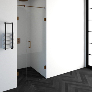 BRAUER Créer porte de douche 90x200cm 2 pièces sans cadre avec anti-calcaire et verre de sécurité 8mm cuivre