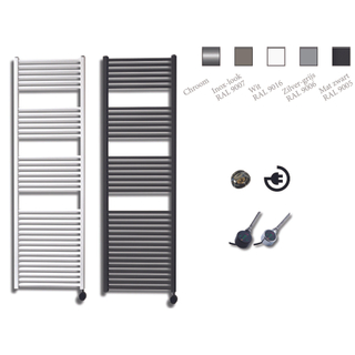 Sanicare Elektrische Design Radiator - 172 x 45 cm - 920 Watt - thermostaat zwart linksonder - inox look