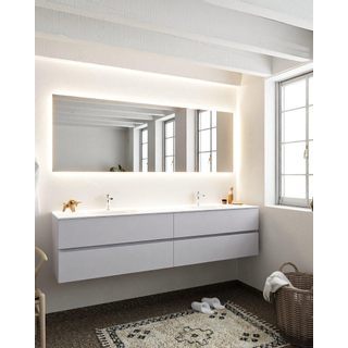 Mondiaz VICA ensemble de meuble de salle de bain - 200cm - meuble sous-vasque cale - 4 tiroirs - lavabo moon double - 2 trous de robinet - miroir LED - version XL 60cm de haut